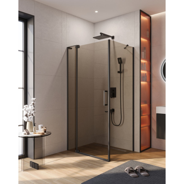 Душевой уголок Cezares Slider 100x80x195 стекло бронза, профиль черный (SLIDER-AH-1-80-100/110-BR-NERO)