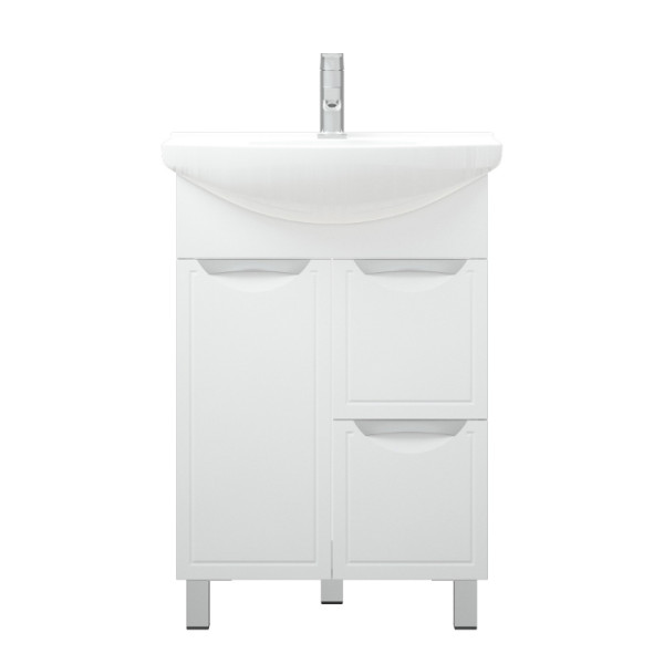 Тумба напольная Melodia Альфа 60 (Элеганс 60) 2 ящика 1 дверь белая (MFR80014WT)