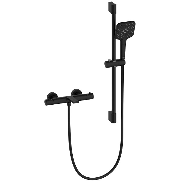 Смеситель для ванны и душа Lemark Valday с душевым комплектом черный (LMF-8142B-BL)