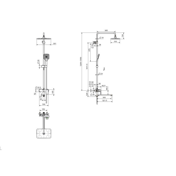 Душевая система Aquatek Ника черный матовый (AQ2840MB)