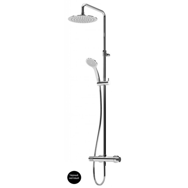 Душевая система Cezares leaf с ручным душем, верхний душем 250 мм, чёрный матовый (LEAF-CDA-25-L-NOP)