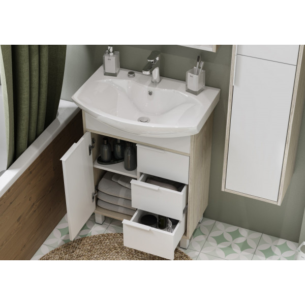 Тумба напольная Aquaton Рико 594x720x309 белый, ясень фабрик (1.A213.3.01R.IB9.0)