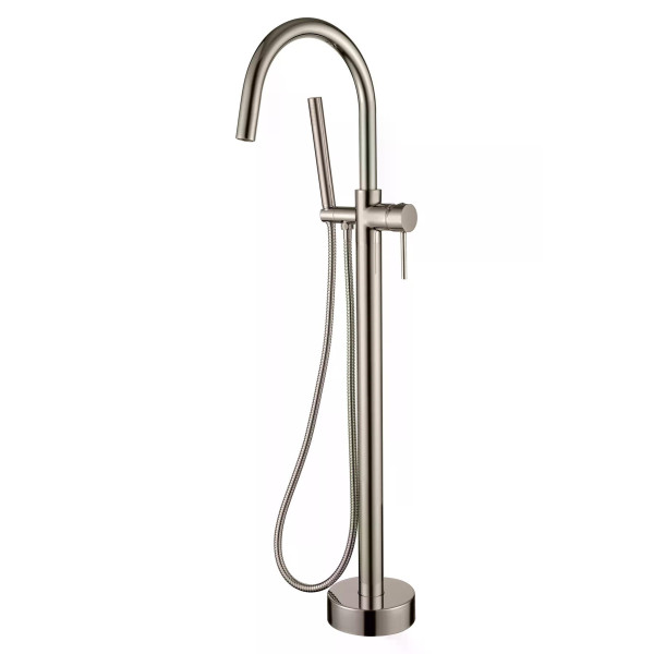 Смеситель напольный Boheme Uno никель с душевым комплектом (469-NB)