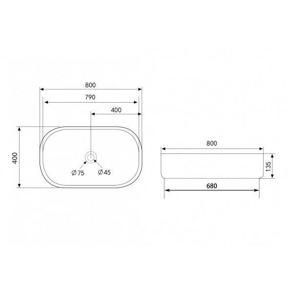 Раковина накладная Abber Bequem 800x400 белый матовый (AC2110MW) Раковина накладная Abber Bequem 800x400 белый матовый (AC2110MW)