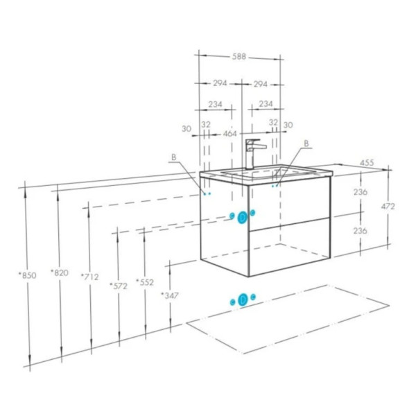 Тумба-умывальник Aquaton Сохо 60 Слэйт\Галька серая/1WH501606 РаковинаЭлина 60 (1A2580K1AJ9A0)