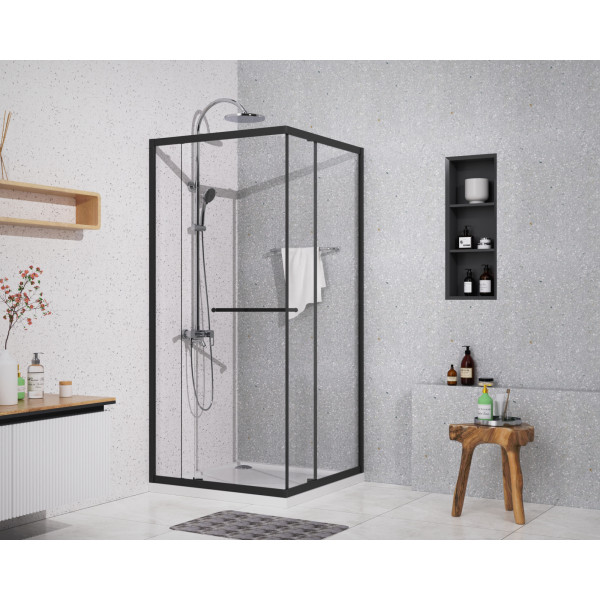 Душевой уголок Azario Monako 90x90x195 стекло прозрачное, профиль черный матовый (AZ-L47-90-MB-CL) Душевой уголок Azario Monako 90x90x195 стекло прозрачное, профиль черный матовый (AZ-L47-90-MB-CL)