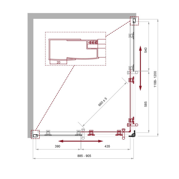 Душевой уголок BelBagno Uno-195 120x90x195 стекло матовое, профиль хром (UNO-195-AH-2-120/90-P-Cr)