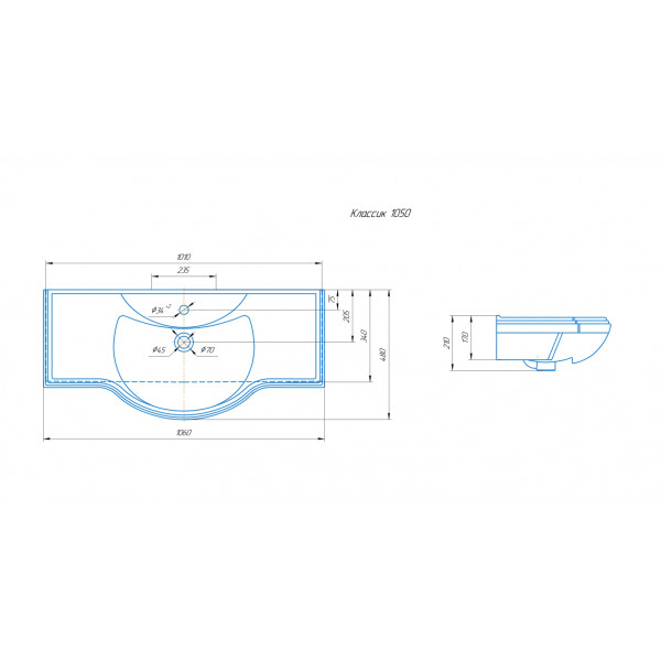 Раковина встраиваемая Кirovit Классик 105