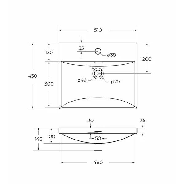 Раковина мебельная BelBagno 51x43 белая глянцевая (BB-8076-3-50)