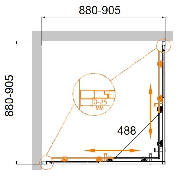 Душевой уголок Cezares Molveno 90x90x195 стекло рифленое, профиль хром (MOLVENO-A-2-90-P-Cr)