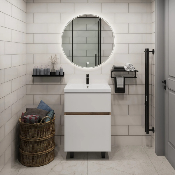 Тумба подвесная 1Marka Aris 590x440x870 дуб вотан/белый глянец (Ц0000035778)