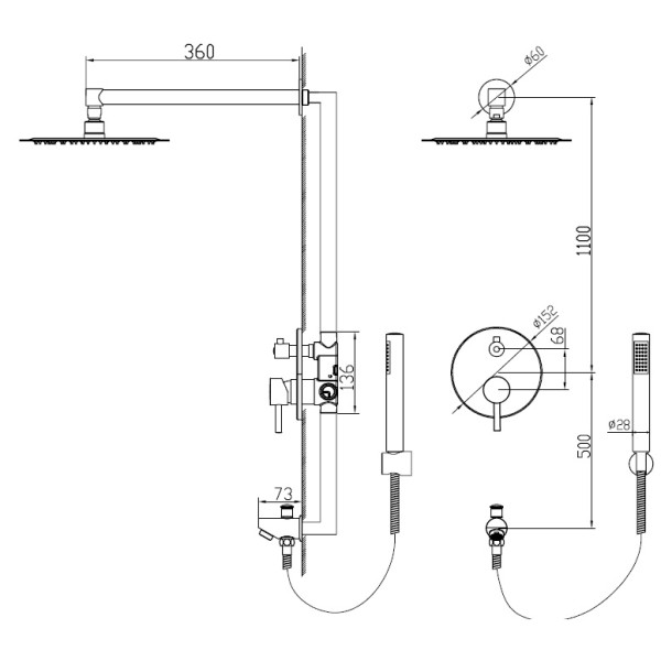 Душевая система RGW Shower Panels черный (21140852-04)