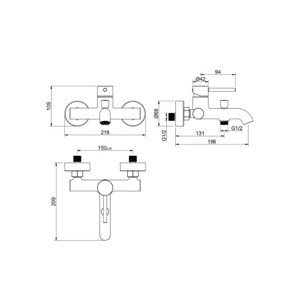 Смеситель для ванны и душа Aquatek Европа шлифованное золото (AQ1340BG)