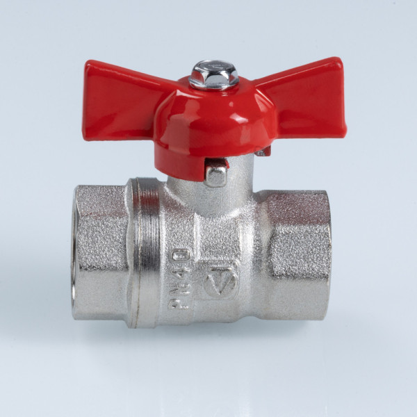 Кран 3/4" ВВ шаровый Valtec Стандарт никелированный (ГОСТ, красная бабочка) VT.122.N.05 Кран 3/4" ВВ шаровый Valtec Стандарт никелированный (ГОСТ, красная бабочка) VT.122.N.05