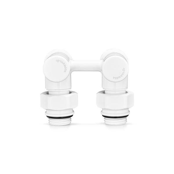 Фитинг двойной угловой со встроенным шаровым краном 1/2"х3/4"(18)ЕК Varmega VMDV20 (белый) (VMDV20-100415)