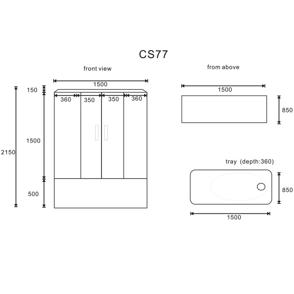 Душевая кабина Loranto Selak 85x150x215 стекло тонированное, профиль черный (CS0054498)