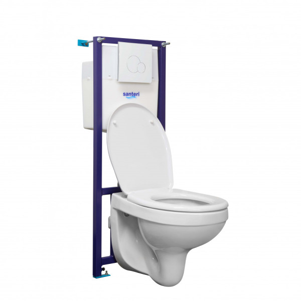 Комплект инсталляция с унитазом Santeri Альфа комфорт с сиденьем микролифт, с панелью смыва белая (1.3816.4.S00.00B.2)
