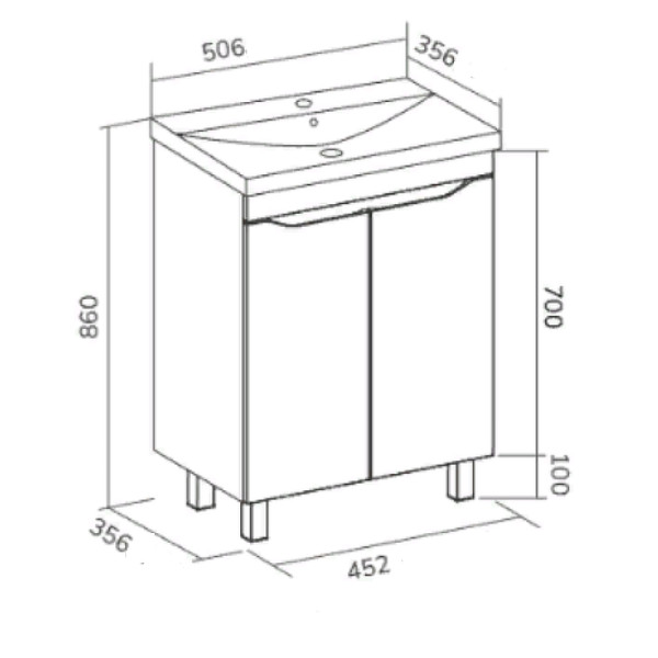 Тумба напольная Volna Lake 452x800 белая (tnLAKE50.2D-01) Тумба напольная Volna Lake 452x800 белая (tnLAKE50.2D-01)