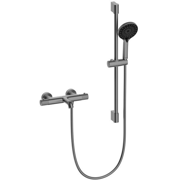 Смеситель для ванны и душа Lemark Beluga с душевым комплектом графит (LMF-8042B-GM)