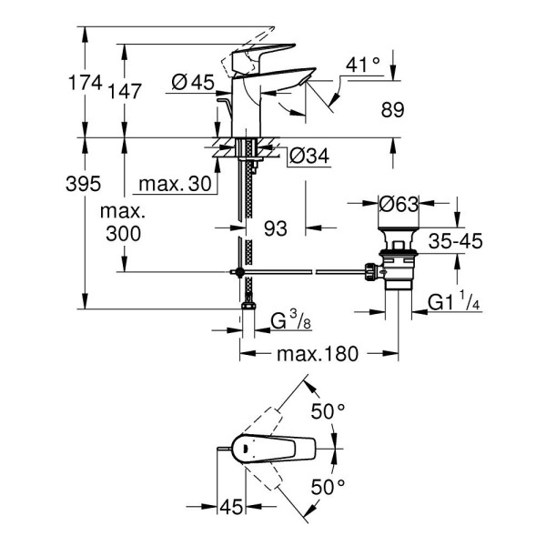 Смеситель для раковины Grohe Start Edge (хром) Смеситель для раковины Grohe Start Edge (хром)