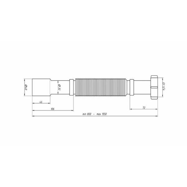 Отвод гофр. переходной 1 1/4"*32/40 АНИ удлиненный (541-1371 мм.) АНИ пласт (K217) Отвод гофр. переходной 1 1/4"*32/40 АНИ удлиненный (541-1371 мм.) АНИ пласт (K217)