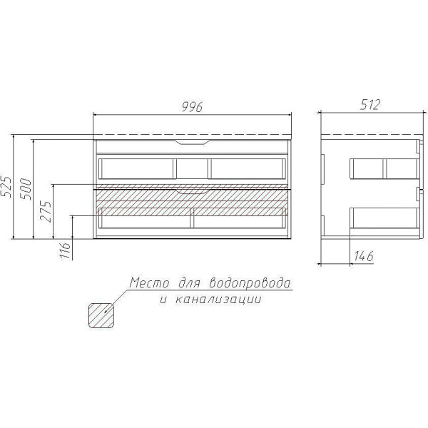 Тумба подвесная Домино Stella 100 (D37014T)