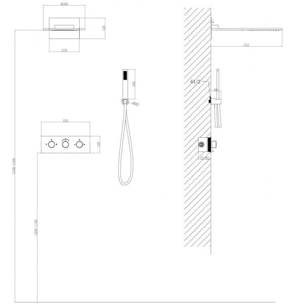 Душевая система Abber Wasser Kreis  никель (AF8151NG)