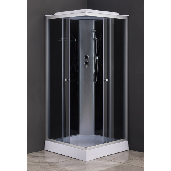 Душевая кабина Loranto CS-6491F 100x100x215 стекло прозрачное, профиль сатин (CS-6411G,10*10*215)