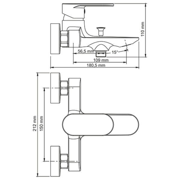 Смеситель для ванны и душа WasserKRAFT Elbe 7401 с коротким изливом