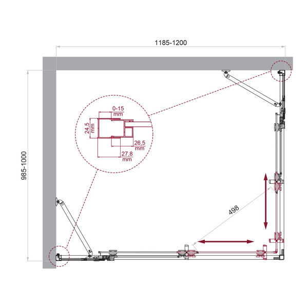 Душевой уголок BelBagno Luce 120x100x195 стекло прозрачное, профиль хром (LUCE-AH-22-120/100-C-Cr)