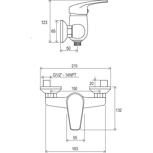 Смеситель для душа Ravak Neo NO 032.00/150 хром (X070018)