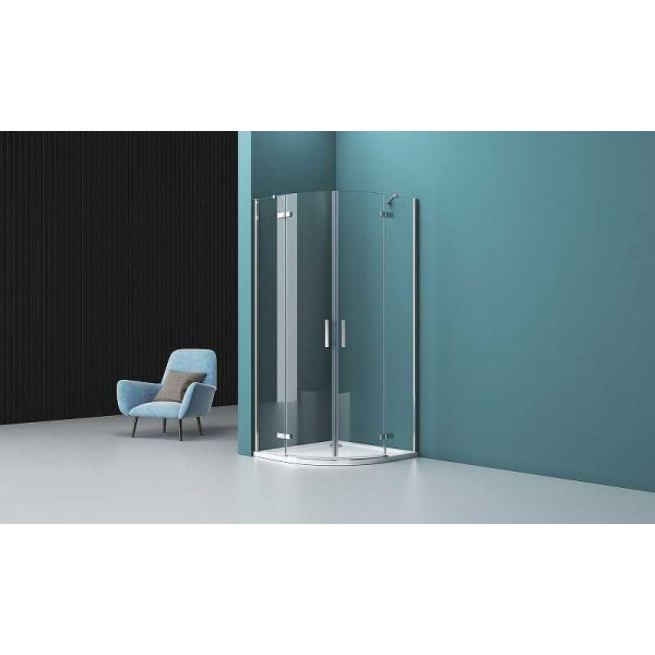 Душевой уголок Belbagno Kraft 90x90x195 стекло прозрачное с рисунком, профиль хром (KRAFT-R-2-90-C-Cr)