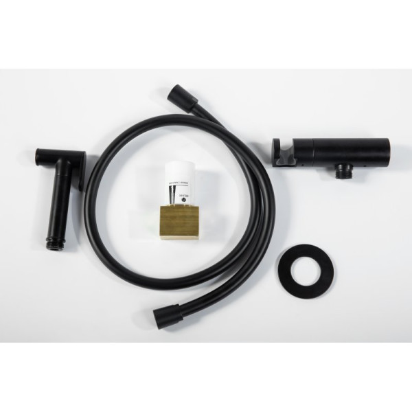 Смеситель с гигиеническим душем Cezares leaf встраиваемый, черный матовый (LEAF-DIF-NOP)