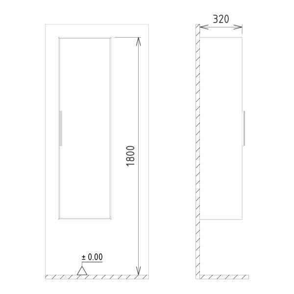 Пенал подвесной Orka Malta 400x270x1380 кашемировый матовый (3001297)