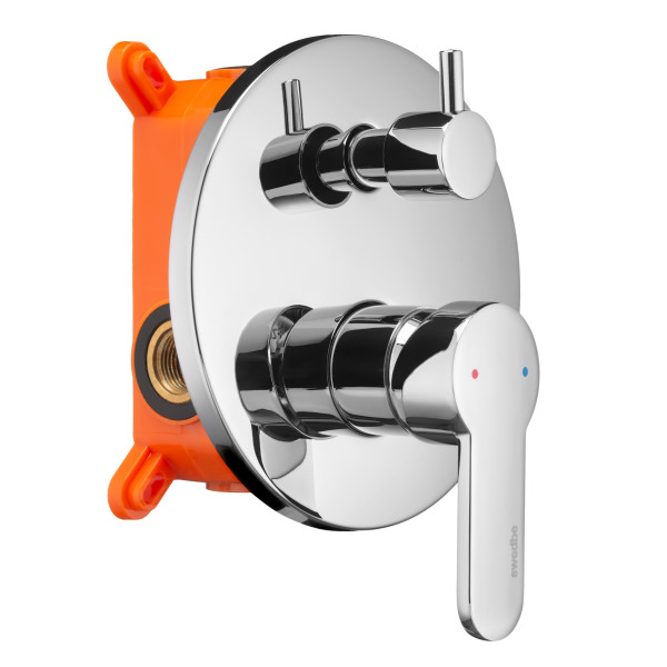 Смеситель для душа встраиваемый Swedbe Platta подключение на 2 выхода в монтажном боксе хром (5518)