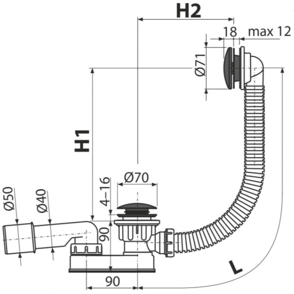 Обвязка для ванны Alcaplast сlik/сlack черная матовая (A507BLACK)