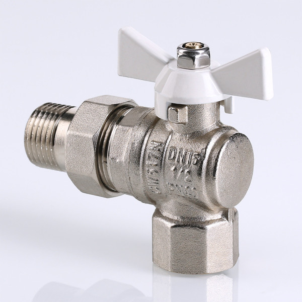 Кран угловой 1/2" шаровый со сгоном Valtec Base (белая бабочка) VT.228.NW.04 Кран угловой 1/2" шаровый со сгоном Valtec Base (белая бабочка) VT.228.NW.04