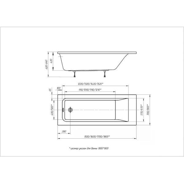 Ванна акриловая Aquatek Калибри 180x80 белая (KL180-0000001) Ванна акриловая Aquatek Калибри 180x80 белая (KL180-0000001)