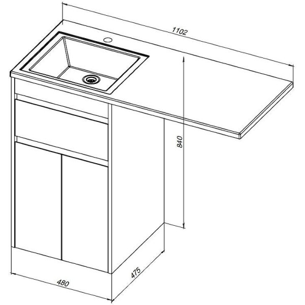 Тумба напольная Aquanet Токио 48 белый (напольная, 1 ящик, 2 дверцы) (00237744)