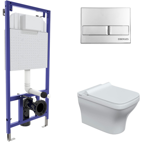 Комплект инсталляция с унитазом Berges Novum c с кнопкой L3 хром глянец, унитаз Strati Rimless, сидение Strati Slim SO (042448) Комплект инсталляция с унитазом Berges Novum c с кнопкой L3 хром глянец, унитаз Strati Rimless, сидение Strati Slim SO (042448)