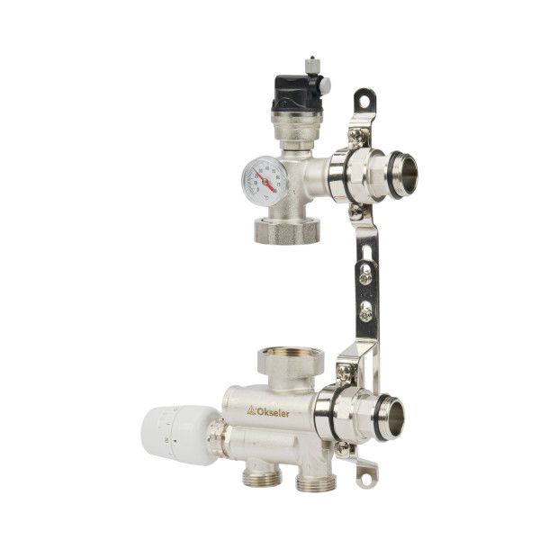 Модуль подмешивающий Okseler с термостатом 20-60°С и выносным датчиком, без насоса 130-180 мм (Oks01488)