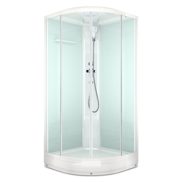 Кабина душевая Melodia Classica 1000х1000 низкий поддон, стекло прозрачное, профиль белый (MB01001)