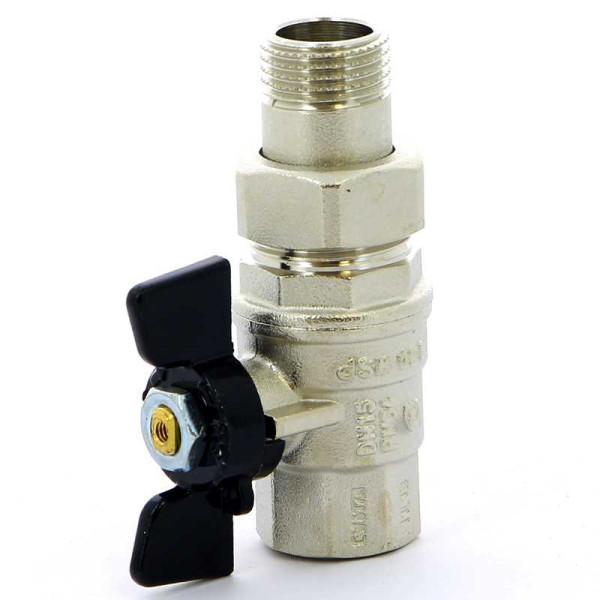 Кран Bugatti 1/2" шаровый со сгоном Oregon 322 (черная бабочка) (03220027)