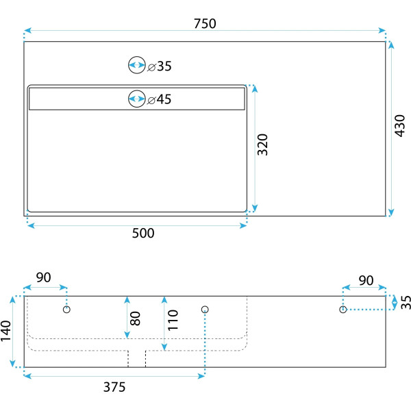 Раковина накладная конгломерат REA Archi grey mat 75x43x14 серая матовая (REA-U4303)
