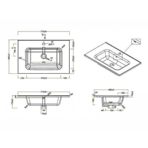 Раковина встраиваемая BelBagno 71 белая (BB700ETL) Раковина встраиваемая BelBagno 71 белая (BB700ETL)