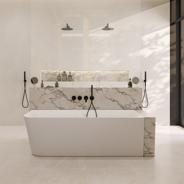 Ванна из искусственного камня Abber Stein 170x75x55 R белая матовая (AS9621-1.7 R)