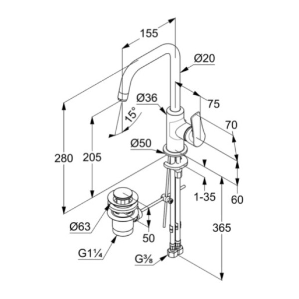 Смеситель для раковины Kludi Pure&Solid хром (340250575) Смеситель для раковины Kludi Pure&Solid хром (340250575)