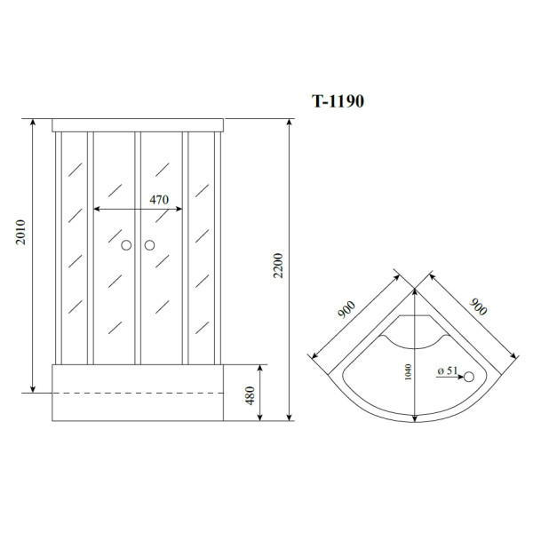 Душевая кабина Timo T-1190P 90x90x220 стекло тонированное, профиль хром (T-1190P)