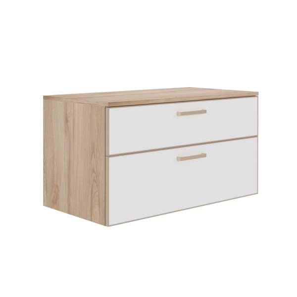 Тумба подвесная Orka Salerno 960x500x520 белый матовый, светлое дерево (3008782)