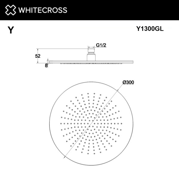 Верхний душ Whitecross D=30 см золото (Y1300GL)